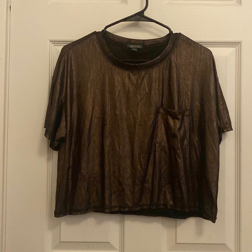Black and Gold Slight Crop Top